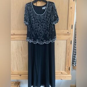 Karen Miller Black Beaded Embroidered Party Cocktails Special occasion Dress 14W